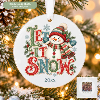 Sneeuwman Laat het Sneeuwen Persoonlijke Kerst Ornament