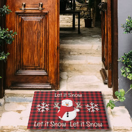 Sneeuwman Laat het Sneeuwrood en Zwart Buffel Plai Deurmat