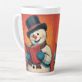 Sneeuwman leest graag een boek latte mok (Linkerhoek)