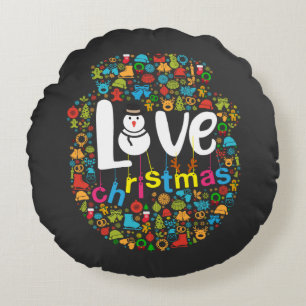 Sneeuwman Liefde Kerstmis Decoraties Rond Kussen
