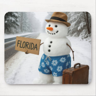 Sneeuwman liftend naar Florida Muismat