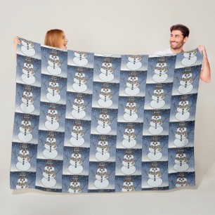 Sneeuwman met achtergrond - fleece deken