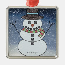 Sneeuwman met achtergrond - Premium ornament