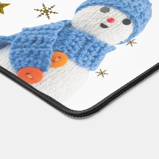 Sneeuwman met blauw pet en sjaal bureaumat (Hoek)