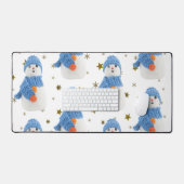 Sneeuwman met blauw pet en sjaal bureaumat (Keyboard & Muis)