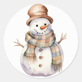 Sneeuwman met Bruin Pet Kerst stickers