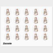 Sneeuwman met Bruin Pet Kerst stickers (Vel)