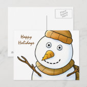Sneeuwman met bruin sjaal Briefkaart (Voorkant / Achterkant)
