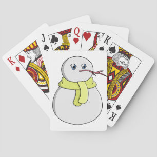 Sneeuwman met een gele sjaal pokerkaarten