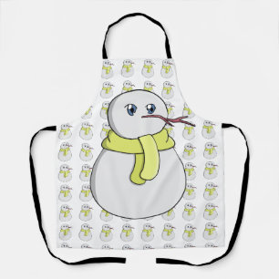 Sneeuwman met een gele sjaal schort
