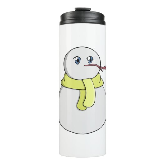 Sneeuwman met een gele sjaal thermosbeker (Voorkant)