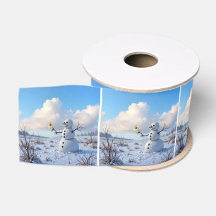 Sneeuwman met een witte margriet grosgrain lint