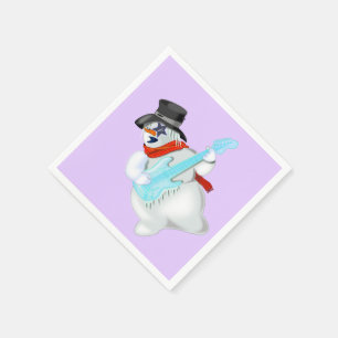 Sneeuwman met Gitaar Grappige Kerst Servetten