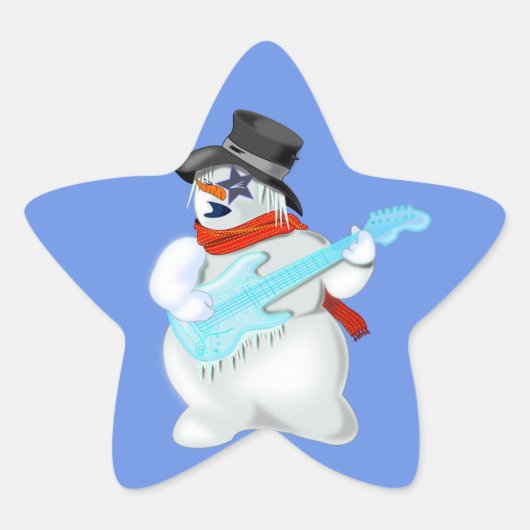 Sneeuwman met gitaar Sticker -  (Voorkant)