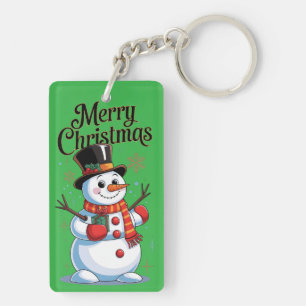 Sneeuwman met glimlach sleutelhanger