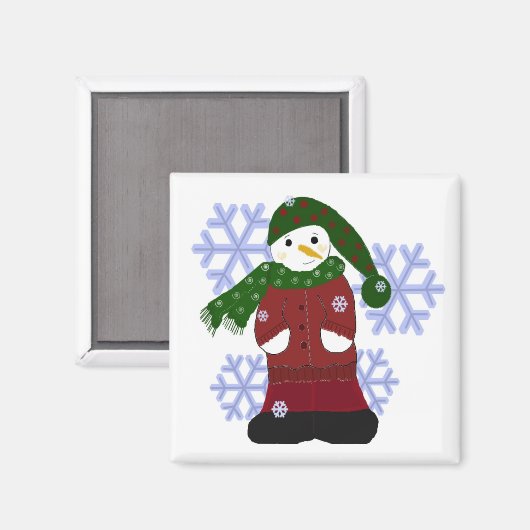 Sneeuwman met Grote Sneeuwvlokken Magneet (Voorkant / Achterkant)