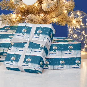 Sneeuwman met HAPPY HOLIDAYS bord Cadeaupapier