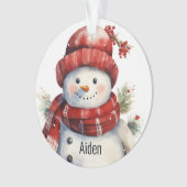 Sneeuwman met Jouw naam Acryl Ornament (voorkant)
