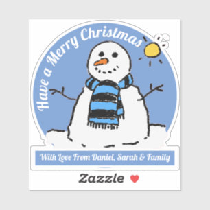 Sneeuwman met Kerstboodschap! Sticker
