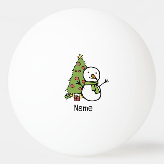 Sneeuwman met Kerstboom Pingpongballen (Voorkant)