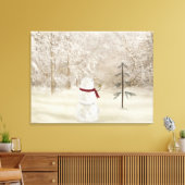 Sneeuwman met Kerstster Canvas Afdruk (Insitu (Woonkamer))