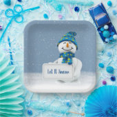Sneeuwman met LET IT SNOW Sign Papieren Bordje (Feest)