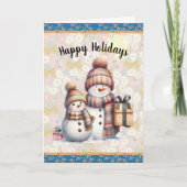 Sneeuwman met pakketjes kaart (Voorkant)