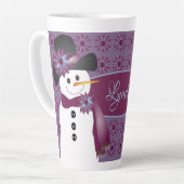 Sneeuwman met pruim latte mok (Linkerhoek)