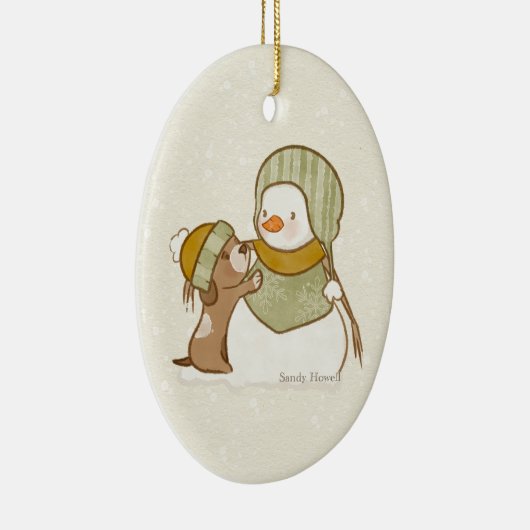 Sneeuwman met Pup Ornament (Rechts)