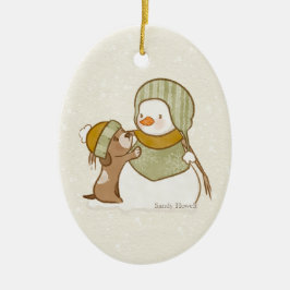 Sneeuwman met Pup Ornament