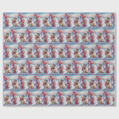 Sneeuwman met puppy cadeaupapier (Vlak)