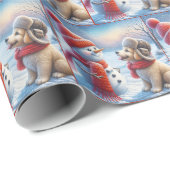 Sneeuwman met puppy cadeaupapier (Rol Hoek)