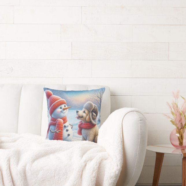 Sneeuwman met puppy kussen (Bank)