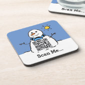 Sneeuwman met QR-code Bier Onderzetter (Linkerzijde)