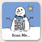 Sneeuwman met QR-code Bier Onderzetter (Voorkant)