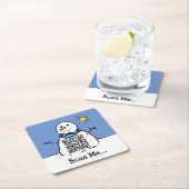 Sneeuwman met QR-code Vierkante Kartonnen Onderzetter (Insitu)