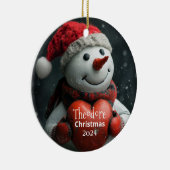 Sneeuwman met Rode Hart Gepersonaliseerd Ornament (Rechts)