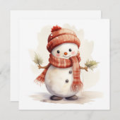 Sneeuwman met rood Pet kerst Feestdagenkaart (Voorkant / Achterkant)