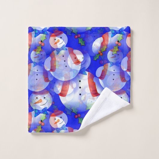 Sneeuwman met sjaal en Pet Bad Handdoek (Wasdoekje)