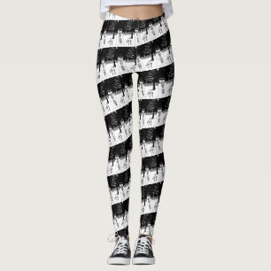 sneeuwman met sjaal en pet zwart-wit design leggings