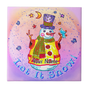 Sneeuwman met ster tegeltje