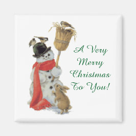  sneeuwman met vrienden magneet