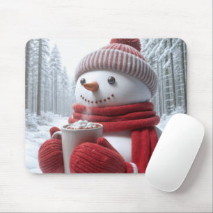 Sneeuwman met warme chocolademelk muismat