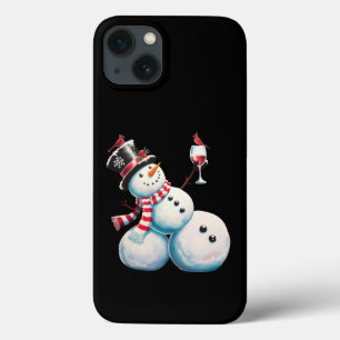 Sneeuwman met wijn Kerst Grappig Kerstcadeau iPhone 13 Hoesje