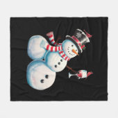 Sneeuwman met wijn Kerst Grappig Kerstcadeau Fleece Deken (Voorkant (Horizontaal))