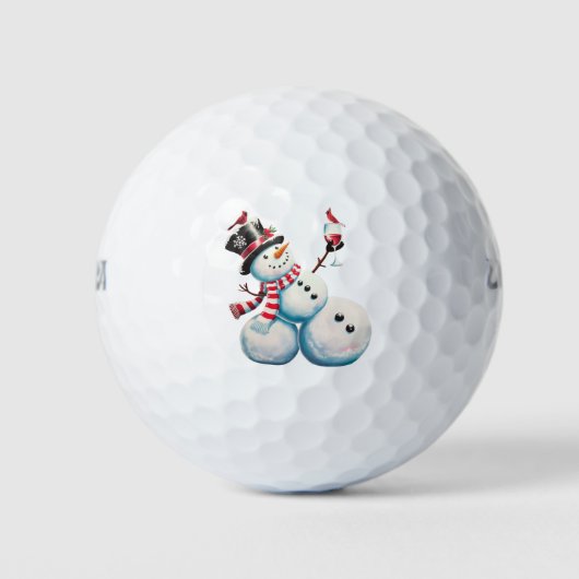 Sneeuwman met wijn Kerst Grappig Kerstcadeau Golfballen (Voorkant)