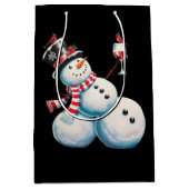 Sneeuwman met wijn Kerst Grappig Kerstcadeau Medium Cadeauzakje (Voorkant)