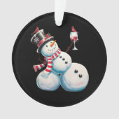 Sneeuwman met wijn Kerst Grappig Kerstcadeau Ornament (voorkant)