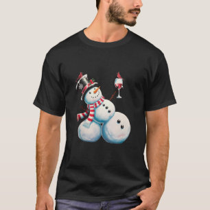 Sneeuwman met wijn Kerst Grappig Kerstcadeau T-shirt