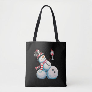 Sneeuwman met wijn Kerstmis Grappig Kerstcadeau Draagtas
